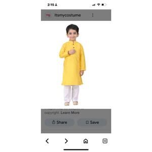 Ethnic Set 8-9 Years YelloeTop, Over Garment,Bottoms, &Jewelry Traditional